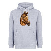 Heather Grey horse Heavyweight Hoodie - BarkalooDesign