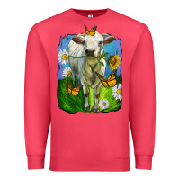 Cardinal charolais heifer with sunflower and daisies Premium Sweatshirt - LillyAllenDesigns