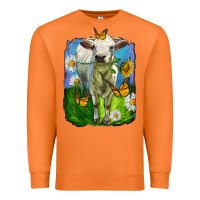 Carrot charolais heifer with sunflower and daisies Premium Sweatshirt - LillyAllenDesigns