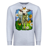 Charolais Heifer With Sunflower And Daisies Premium Sweatshirt | Teevron