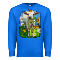 True Royal charolais heifer with sunflower and daisies Premium Sweatshirt - LillyAllenDesigns