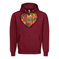 Burgundy teacher heart Zipper Hoodie - JahusDesignShop