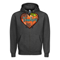 Charcoal Heather teacher heart Zipper Hoodie - JahusDesignShop