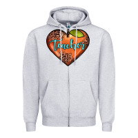 Heather Grey teacher heart Zipper Hoodie - JahusDesignShop