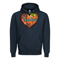Navy teacher heart Zipper Hoodie - JahusDesignShop