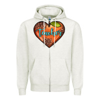 Oatmeal Heather teacher heart Zipper Hoodie - JahusDesignShop