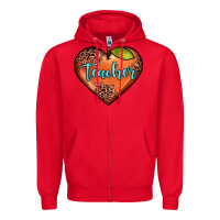 Red teacher heart Zipper Hoodie - JahusDesignShop
