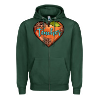 Sports Green teacher heart Zipper Hoodie - JahusDesignShop