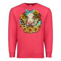 Cardinal simmental heifer with sunflowers and leopard Premium Sweatshirt - LillyAllenDesigns