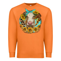 Carrot simmental heifer with sunflowers and leopard Premium Sweatshirt - LillyAllenDesigns