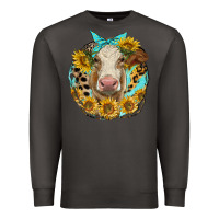 Smoke simmental heifer with sunflowers and leopard Premium Sweatshirt - LillyAllenDesigns