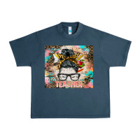 Midnight Navy teacher messy bun tumbler Urban Heavy Tee - BarkalooDesign