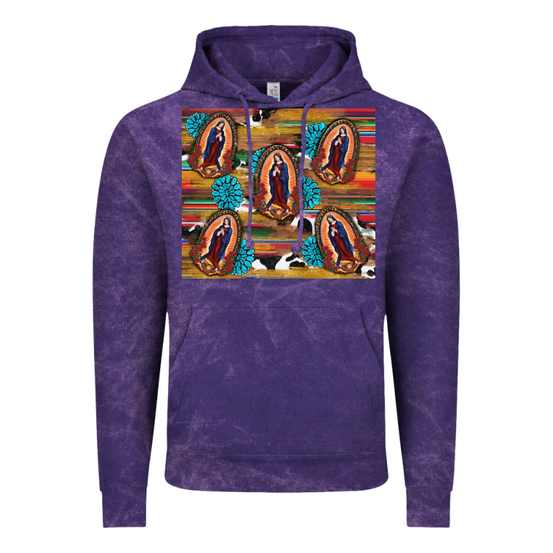 Serape Gemstone Glitter Cowhide Lady Of Guadalupe Vintage Hoodie by RanaPortraitStore | Teevron