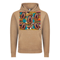 Vintage Coffee serape gemstone glitter cowhide lady of guadalupe Vintage Hoodie - RanaPortraitStore