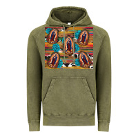 Vintage Olive serape gemstone glitter cowhide lady of guadalupe Vintage Hoodie - RanaPortraitStore