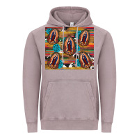 Vintage Zinc serape gemstone glitter cowhide lady of guadalupe Vintage Hoodie - RanaPortraitStore