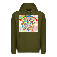 Army Green im fine everything is fine with lights Premium Hoodie - MaliasSmallBusiness