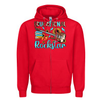 Red educational rockstar Zipper Hoodie - JahusDesignShop