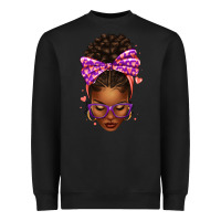 Black sorority colors purple carol afro messy bun woman Heavyweight Sweatshirt - texasbilliewilder