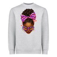 Heather Grey sorority colors purple carol afro messy bun woman Heavyweight Sweatshirt - texasbilliewilder