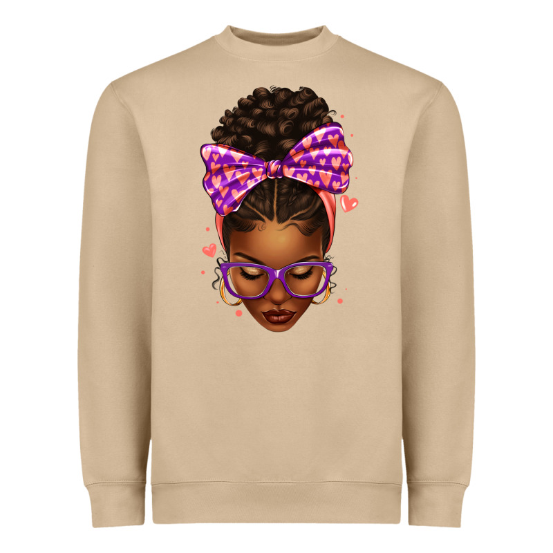 Sorority Colors Purple Carol Afro Messy Bun Woman Heavyweight Sweatshirt by texasbilliewilder | Teevron
