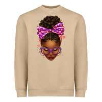 Mushroom sorority colors purple carol afro messy bun woman Heavyweight Sweatshirt - texasbilliewilder