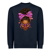 Navy sorority colors purple carol afro messy bun woman Heavyweight Sweatshirt - texasbilliewilder