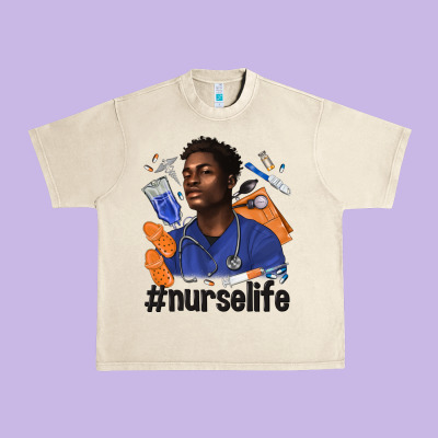 Afro Man Nurse Life Urban Heavy Tee Designed By Texasbilliewilder