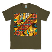 Army Green western cowboy bull skull seamless pattern Classic Tee - BundleAndBundleShop