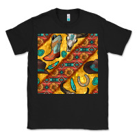 Black western cowboy bull skull seamless pattern Classic Tee - BundleAndBundleShop
