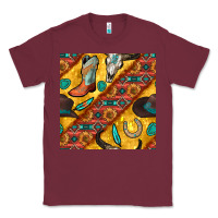 Burgundy western cowboy bull skull seamless pattern Classic Tee - BundleAndBundleShop