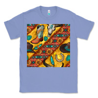 Colony Blue western cowboy bull skull seamless pattern Classic Tee - BundleAndBundleShop