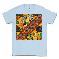 Dusty Blue western cowboy bull skull seamless pattern Classic Tee - BundleAndBundleShop