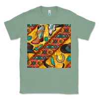 Sage western cowboy bull skull seamless pattern Classic Tee - BundleAndBundleShop