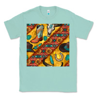 Seafoam western cowboy bull skull seamless pattern Classic Tee - BundleAndBundleShop