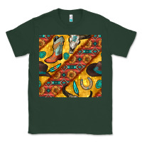 Sports Green western cowboy bull skull seamless pattern Classic Tee - BundleAndBundleShop