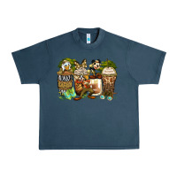 Midnight Navy safari cartoon characters coffee cups Urban Heavy Tee - Zillion Design Studio