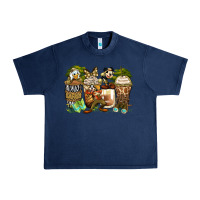 Navy safari cartoon characters coffee cups Urban Heavy Tee - Zillion Design Studio