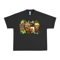 Pigment Black safari cartoon characters coffee cups Urban Heavy Tee - Zillion Design Studio