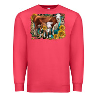 Cardinal Hereford Cow and Hereford Calf With Leopard Premium Sweatshirt - LillyAllenDesigns