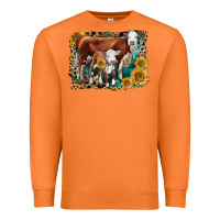 Carrot Hereford Cow and Hereford Calf With Leopard Premium Sweatshirt - LillyAllenDesigns