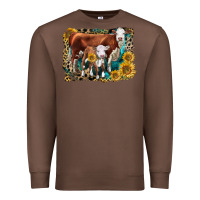Chestnut Hereford Cow and Hereford Calf With Leopard Premium Sweatshirt - LillyAllenDesigns