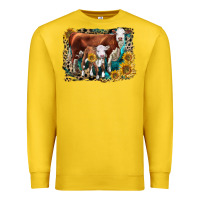 Lemon Hereford Cow and Hereford Calf With Leopard Premium Sweatshirt - LillyAllenDesigns