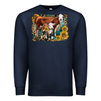 Navy Hereford Cow and Hereford Calf With Leopard Premium Sweatshirt - LillyAllenDesigns