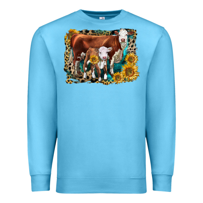 Hereford Cow And Hereford Calf With Leopard Premium Sweatshirt by LillyAllenDesigns | Teevron