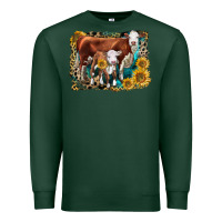 Sports Green Hereford Cow and Hereford Calf With Leopard Premium Sweatshirt - LillyAllenDesigns