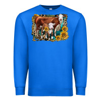 True Royal Hereford Cow and Hereford Calf With Leopard Premium Sweatshirt - LillyAllenDesigns