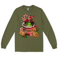 Army Green christmas coffee afro gnome Long Sleeve Tee - FaDigitalArtStudio