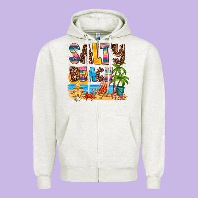 Salty Beach Zipper Hoodie Designed By Adodesignshop