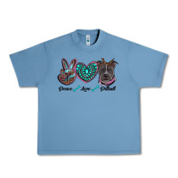 Pebble Blue peace love pitbull Urban Heavy Tee - RanaPortraitStore